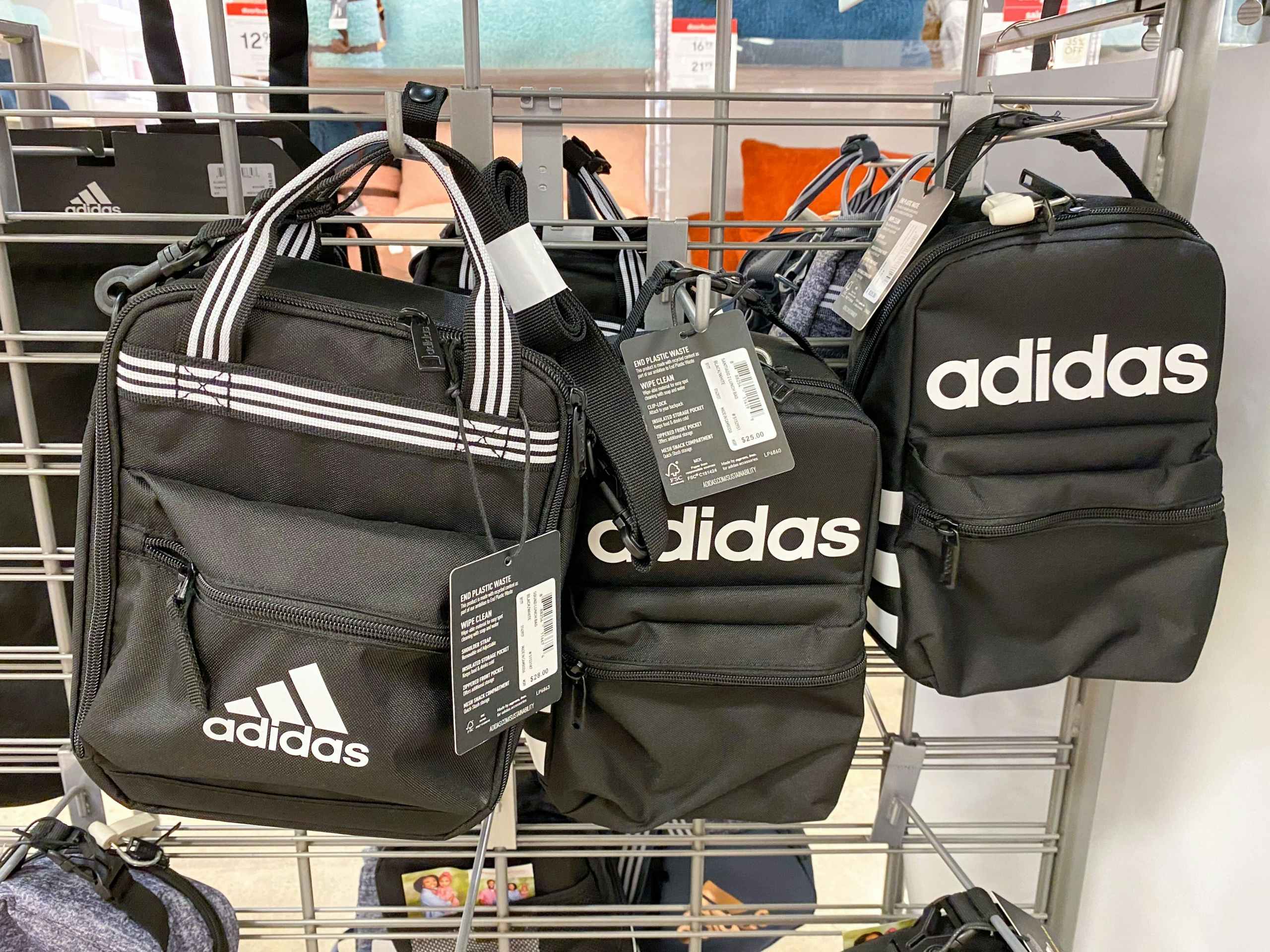 adidas lunchbags on display