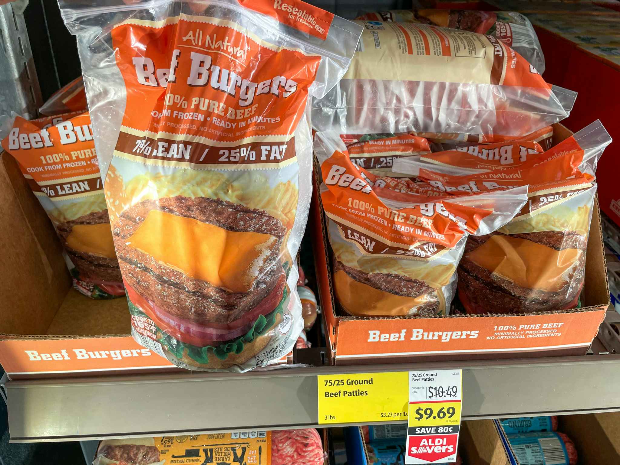 burger patties at aldi