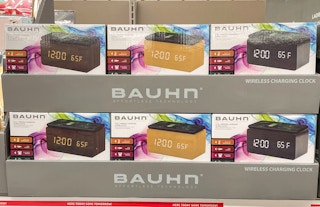 alarm clock in boxes on a shelf at aldi