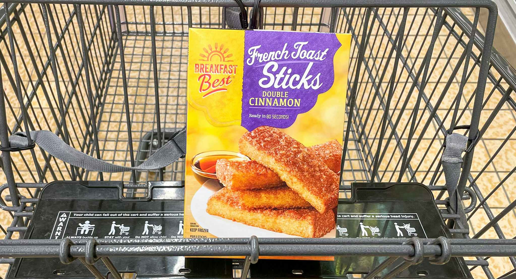 breakfast french toast in a box in a cart at aldi