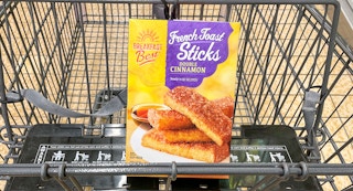 breakfast french toast in a box in a cart at aldi