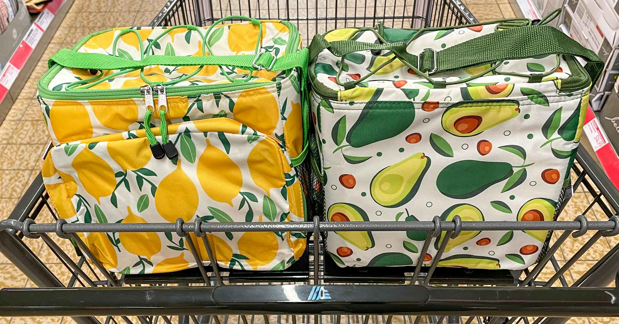 cooler bags in a cart at aldi