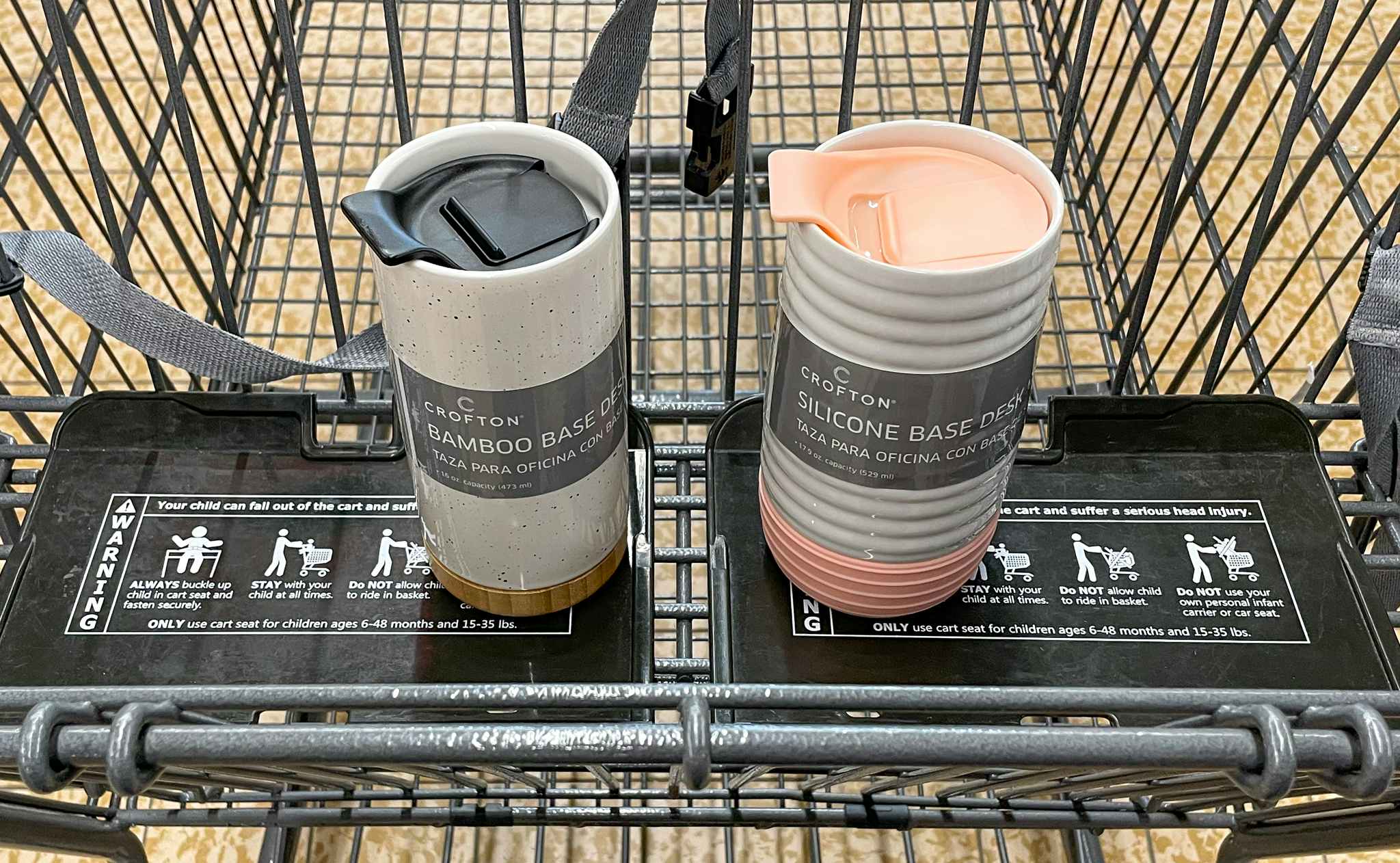 mugs in a cart at aldi