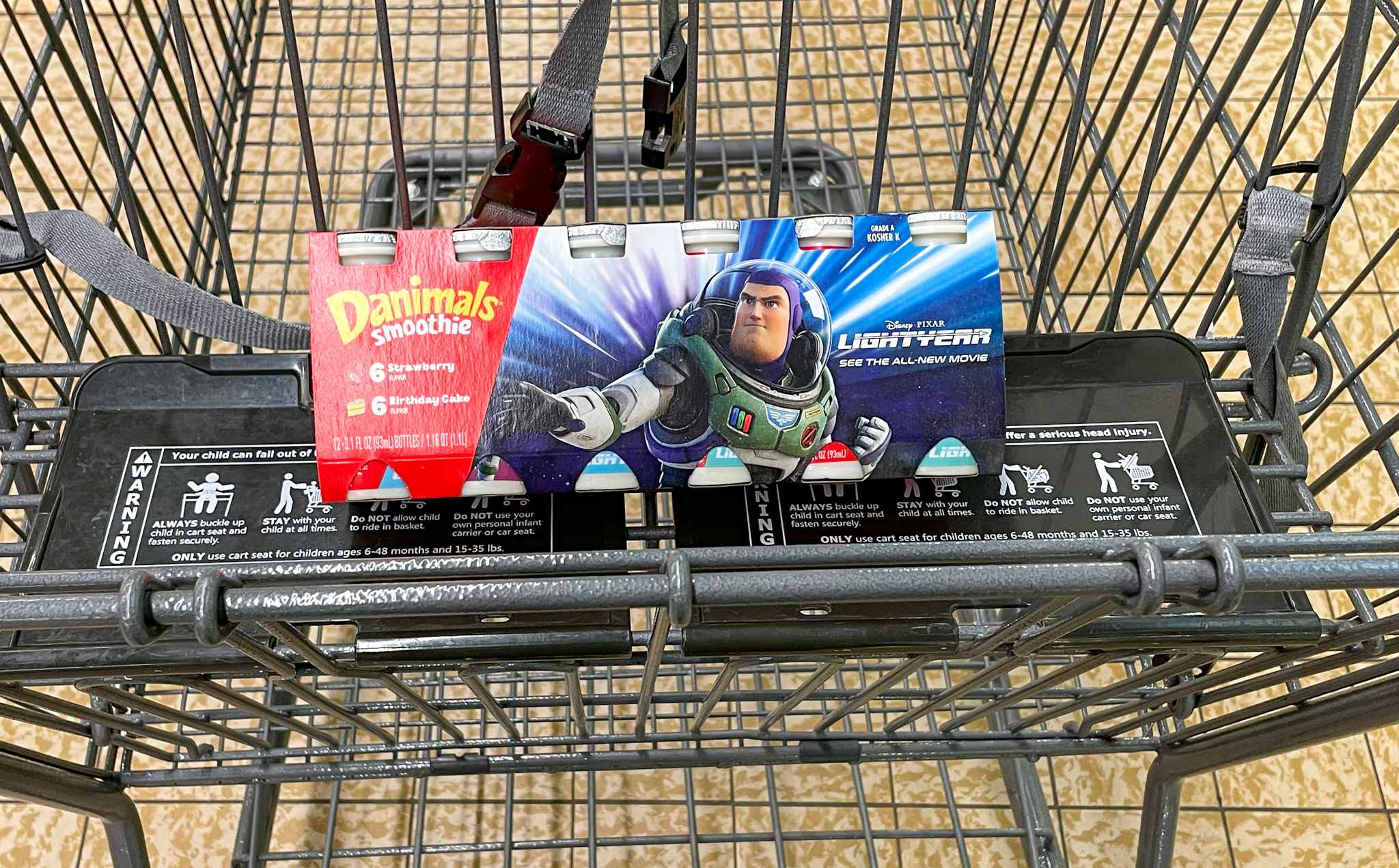 smoothies in a cart at aldi 