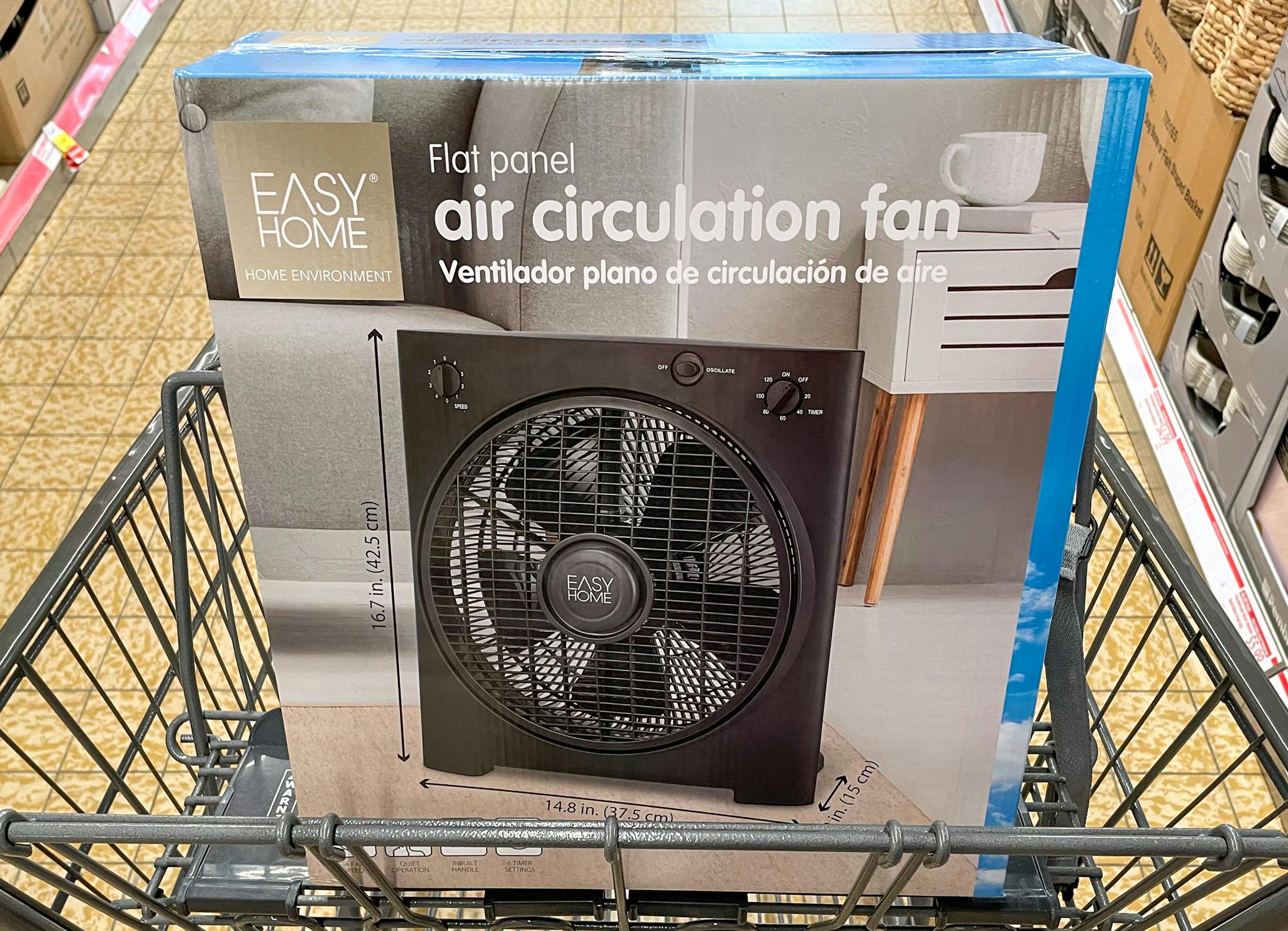 air circulation fan in a cart at aldi