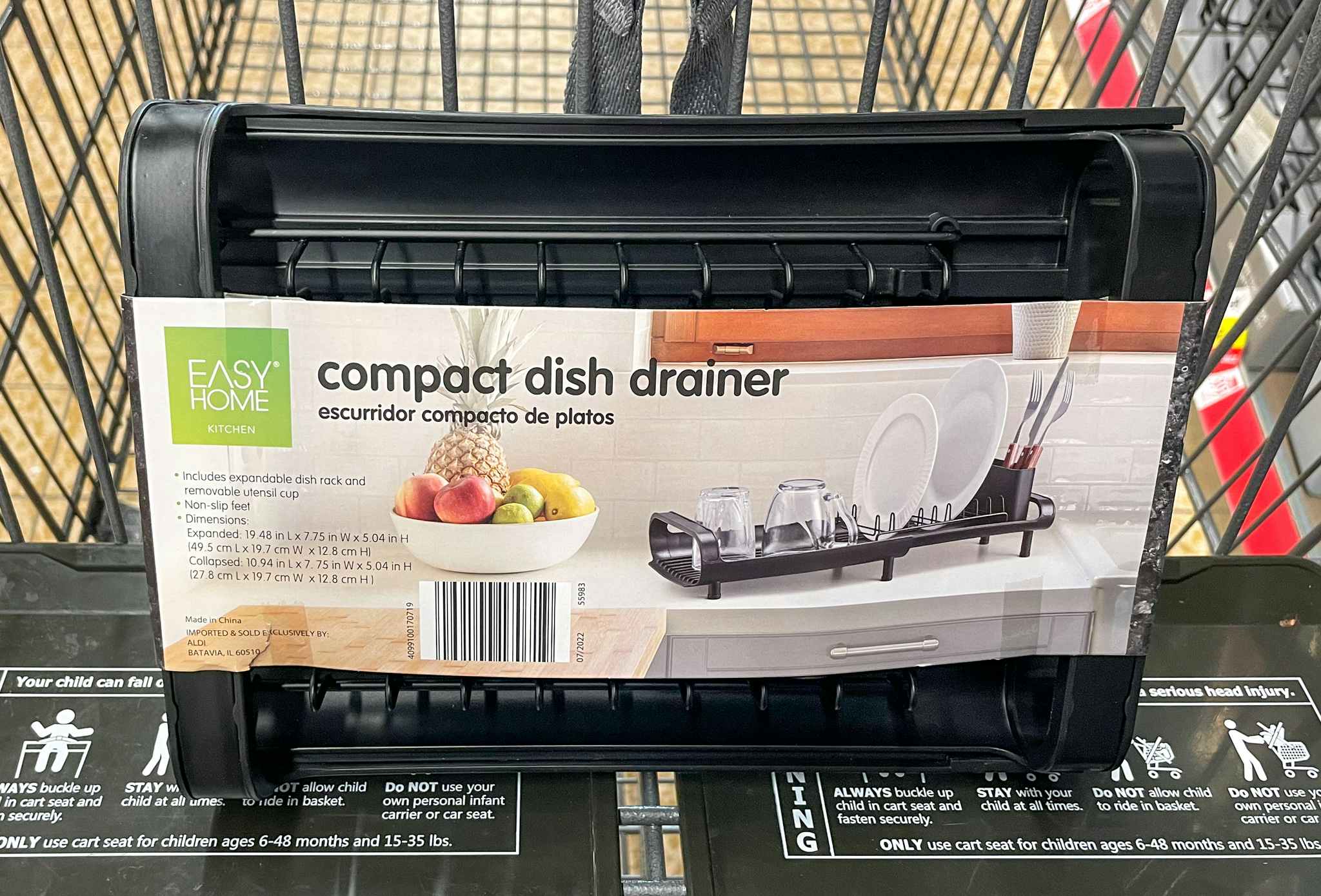 dish drainer in a cart at aldi