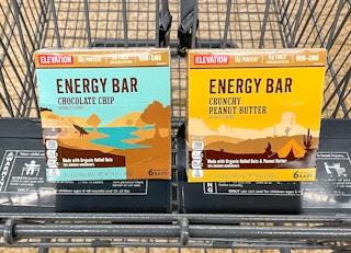 energy bars in a cart at aldi
