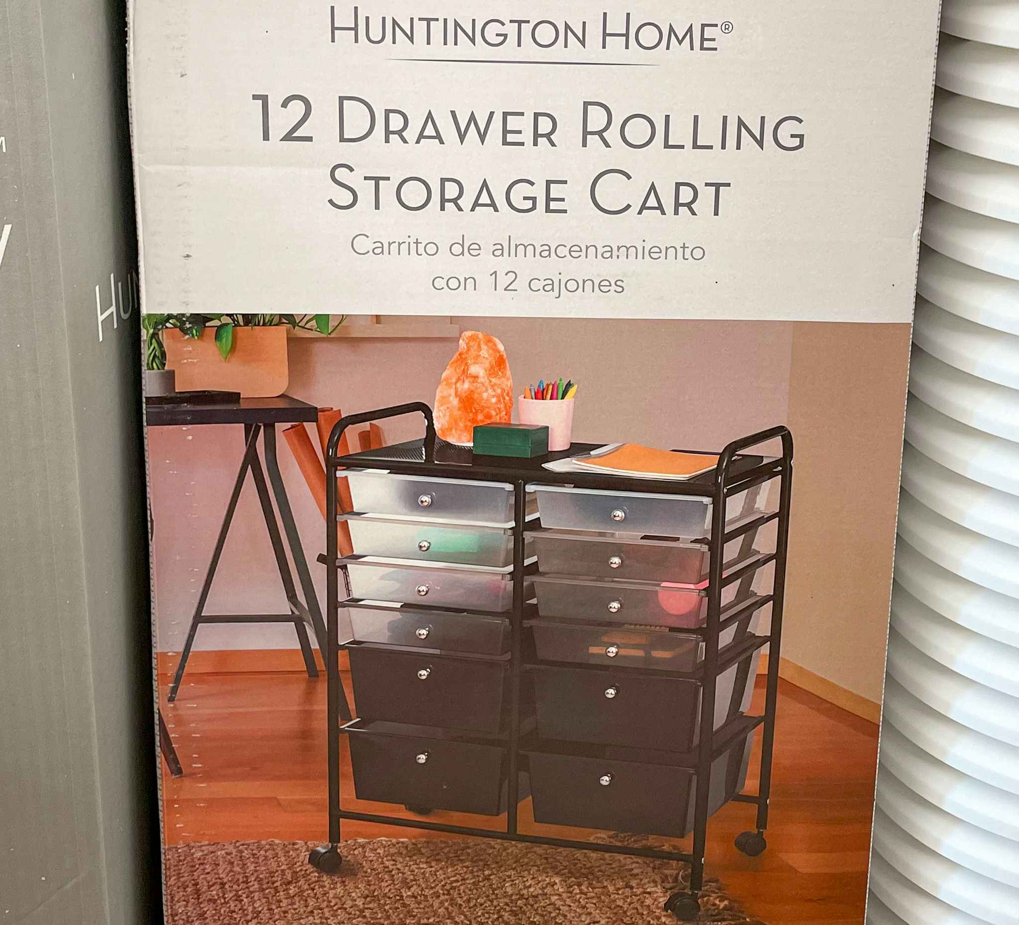 rolling storage cart on a shelf at aldi