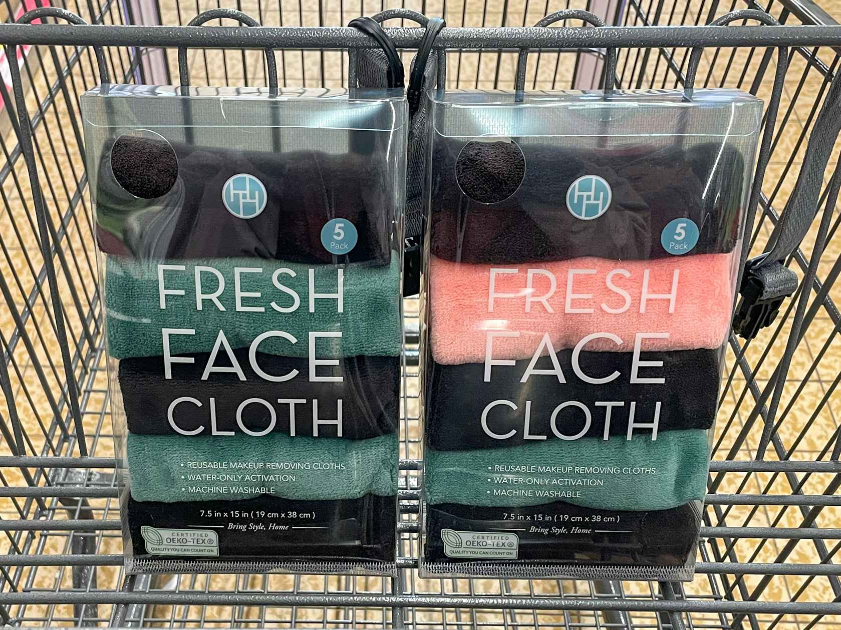 makeup removing clothes in package in a cart at aldi