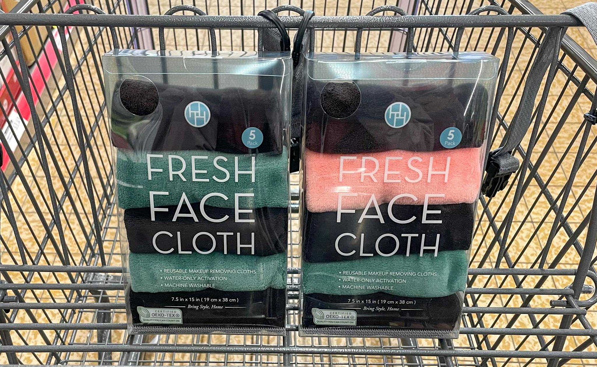makeup removing clothes in package in a cart at aldi