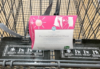 satin pillowcase in a cart at aldi