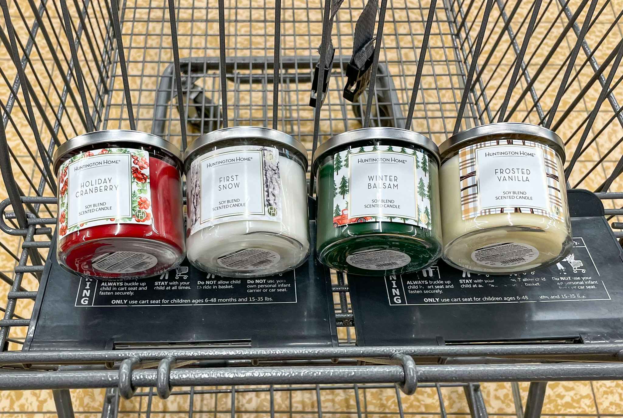 candles in a cart at aldi