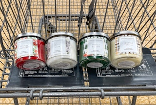 candles in a cart at aldi