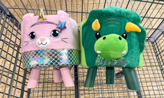 kids character stools in a cart at aldi