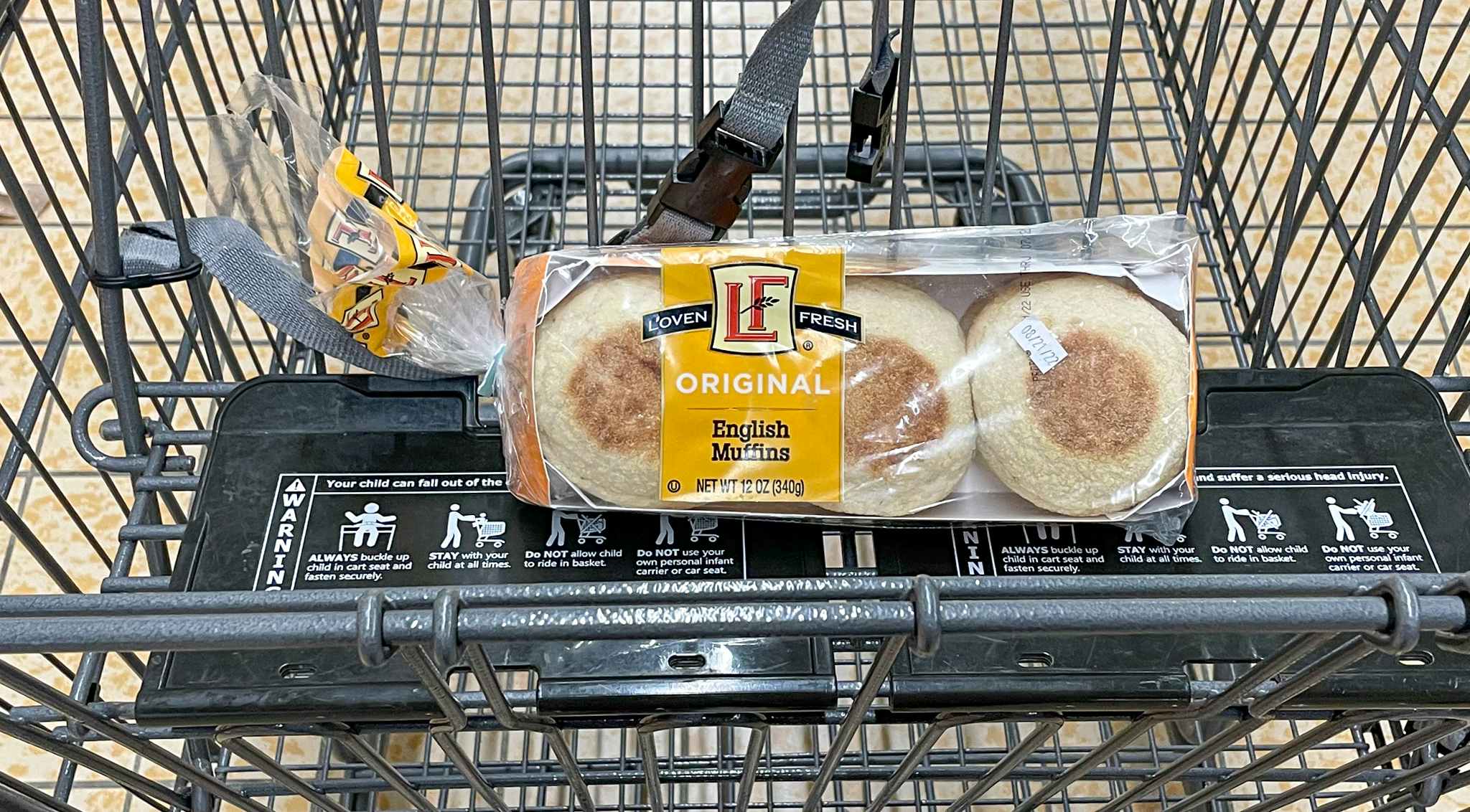 english muffins in a cart at aldi