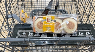 english muffins in a cart at aldi