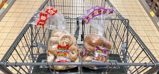 mini bagels in a cart at aldi