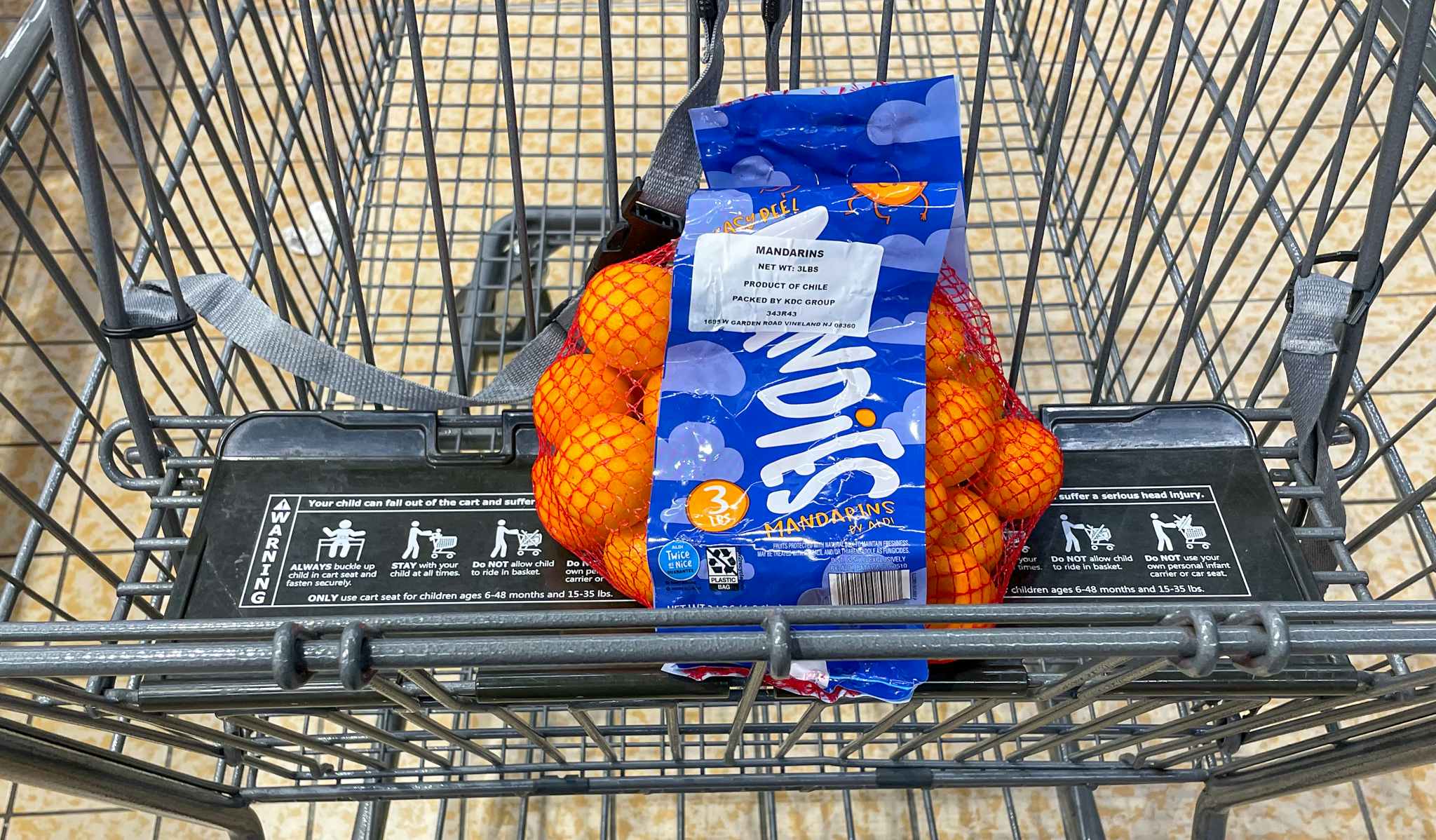 mandarins in a cart at aldi