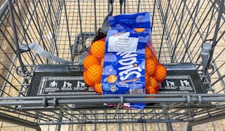 mandarins in a cart at aldi