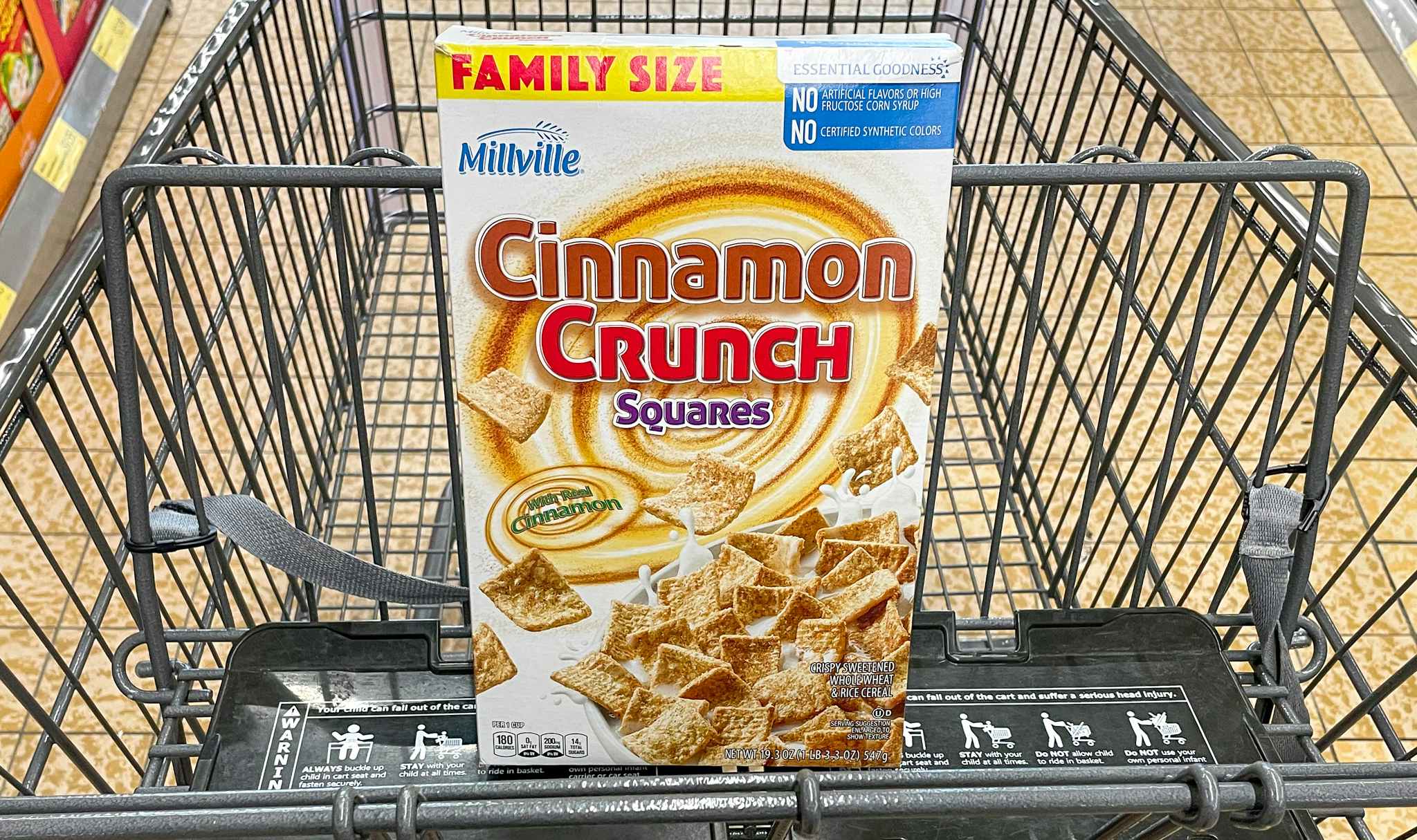 cereal in a cart at aldi