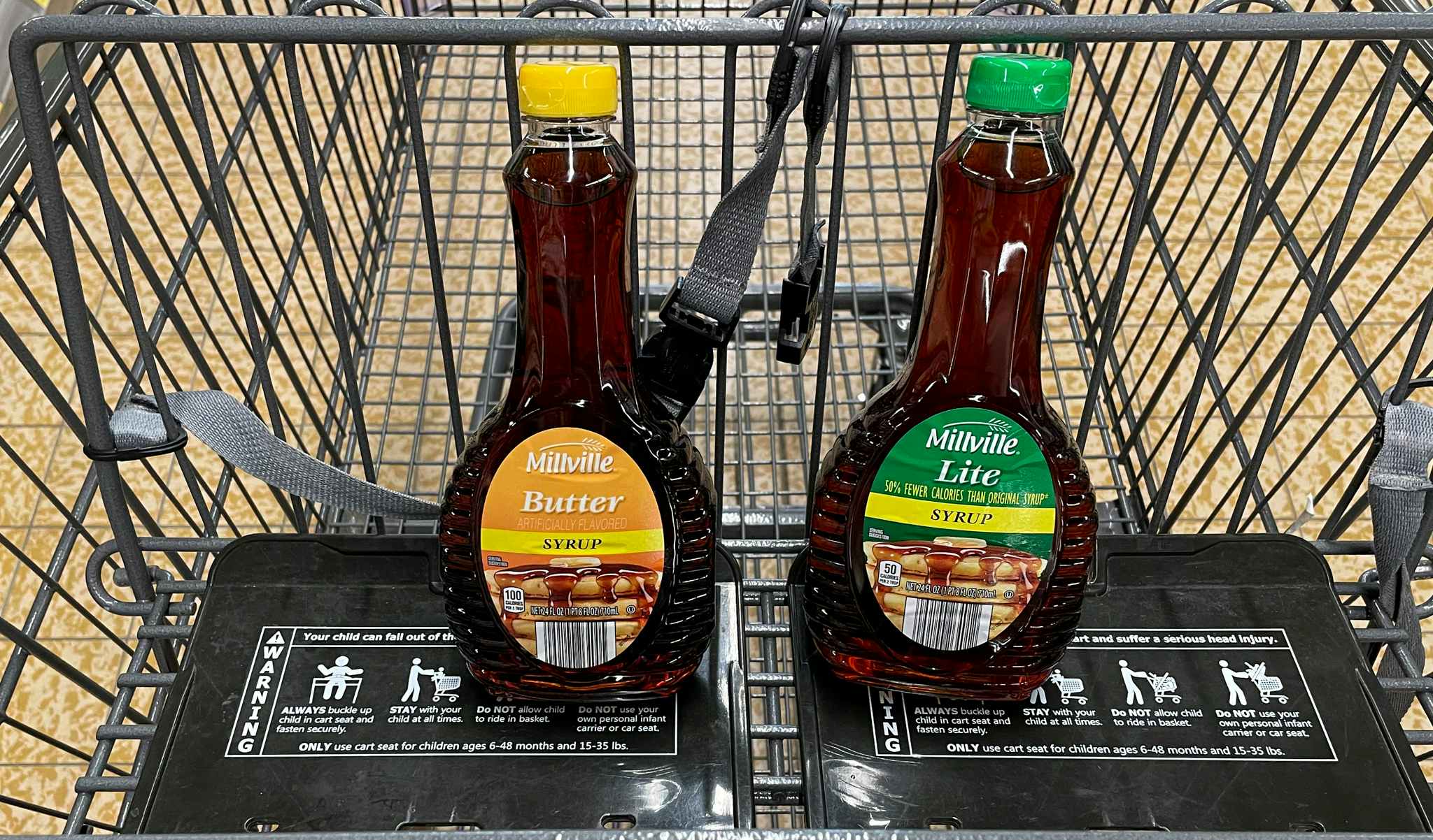 syrup in a a cart at aldi