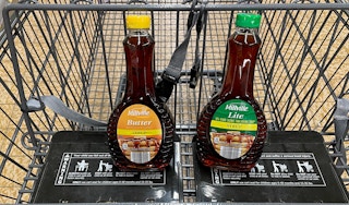 syrup in a a cart at aldi