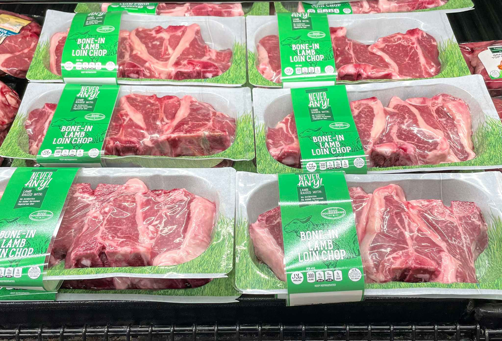 never any! lamb lion chops in a cooler at aldi
