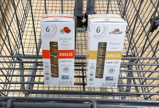 hummus in packaged in a cart at aldi