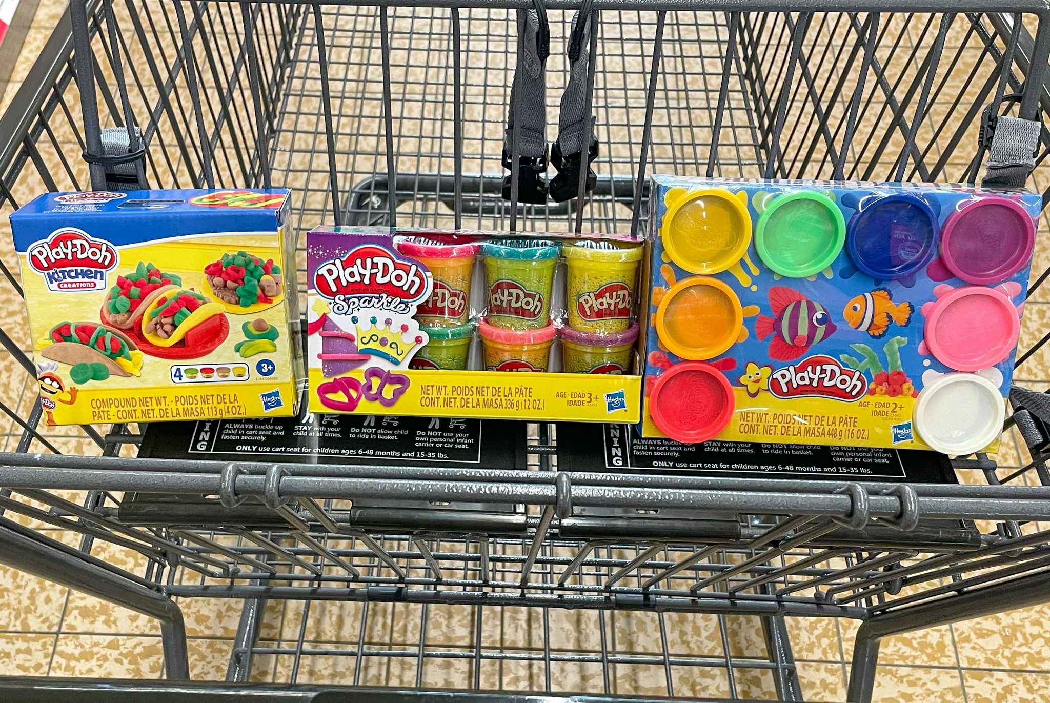 play-doh in a cart at aldi
