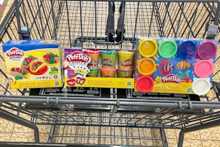 play-doh in a cart at aldi