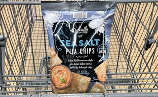 pita chips in a cart at aldi