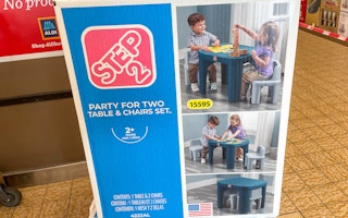 kids table and chair set in a box at aldi