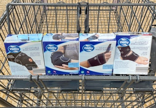 joint support braces in a cart at aldi
