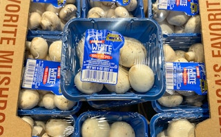 white mushrooms in a package at aldi