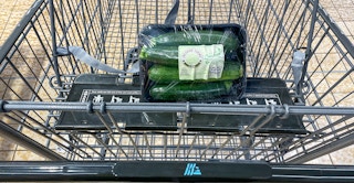 Zucchini in a cart at aldi
