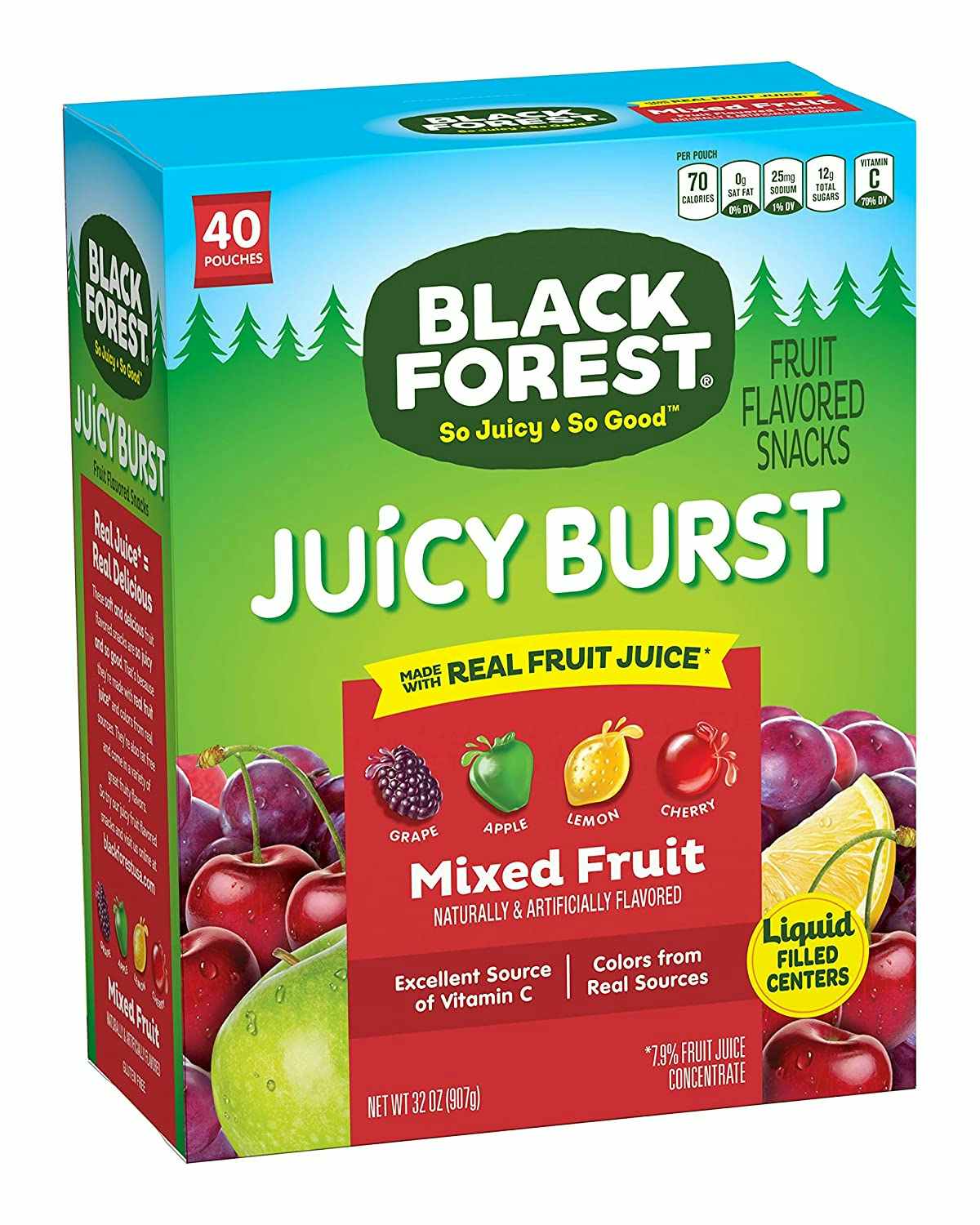 A box of Black Forest gummy bears on a white background.