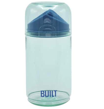 Blue snack container on a white background