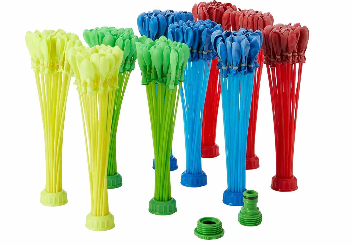 Multi-colored balloon bunches on a white background