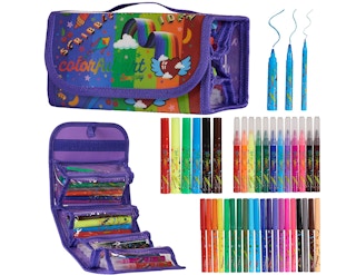 Markers and marker cases on a white background