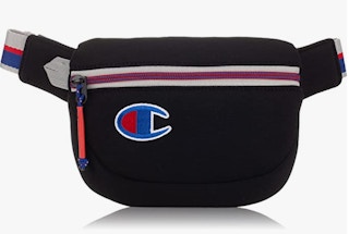 Black waist bag on a white background