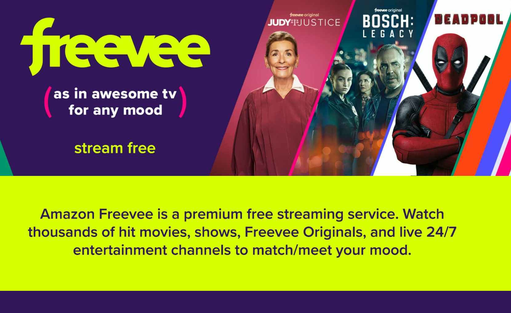 A screenshot from the Amazon Freevee streaming service page on Amazon's website.