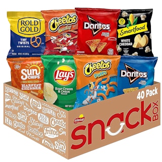 A box of 40 Frito-Lay snacks bags.