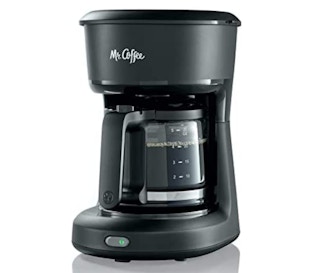 Black coffee maker on a white background