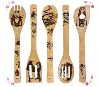 Nightmare Before Christmas bamboo spoons on a white background