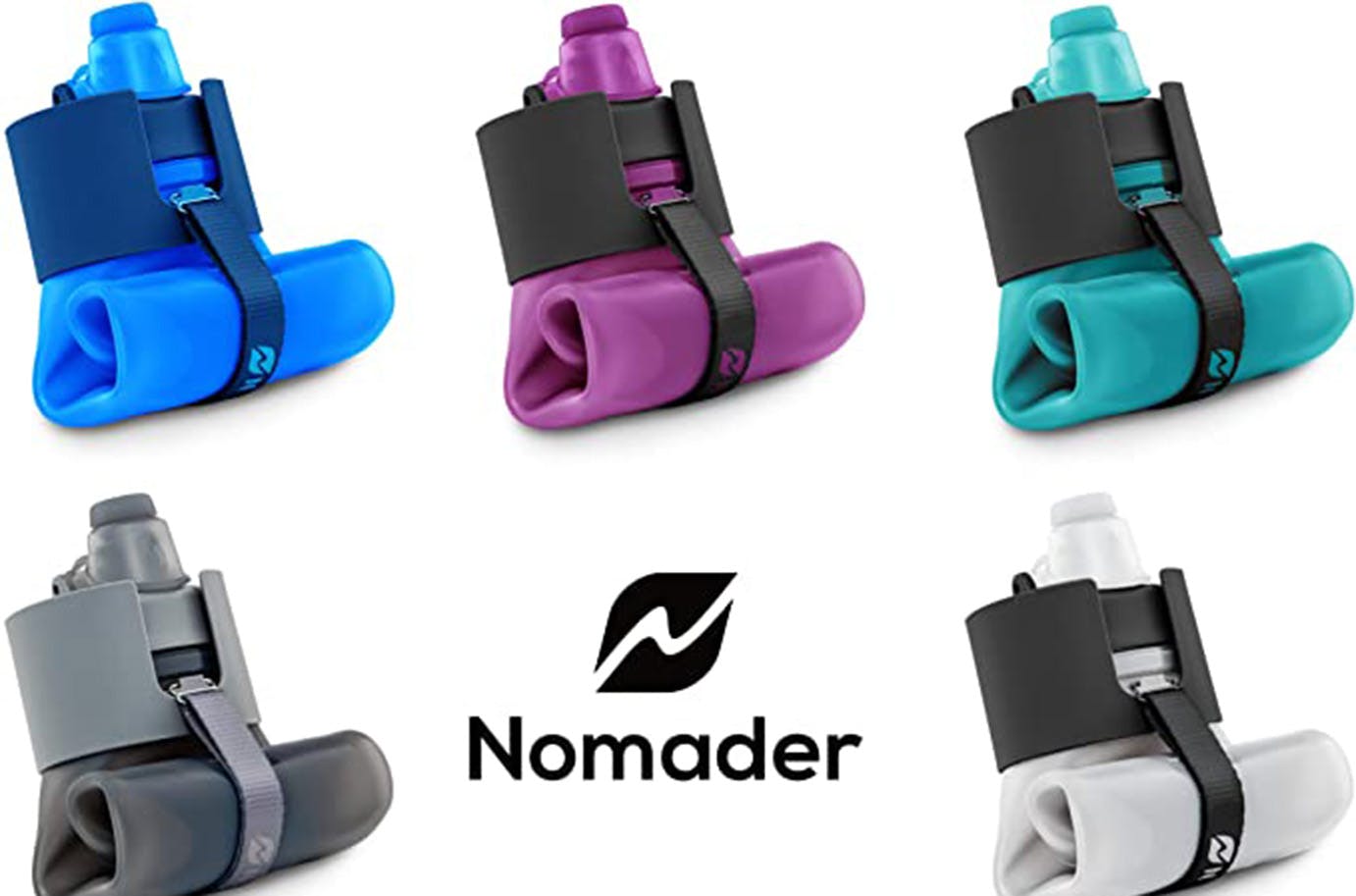 nomader water bottles on white backdrop