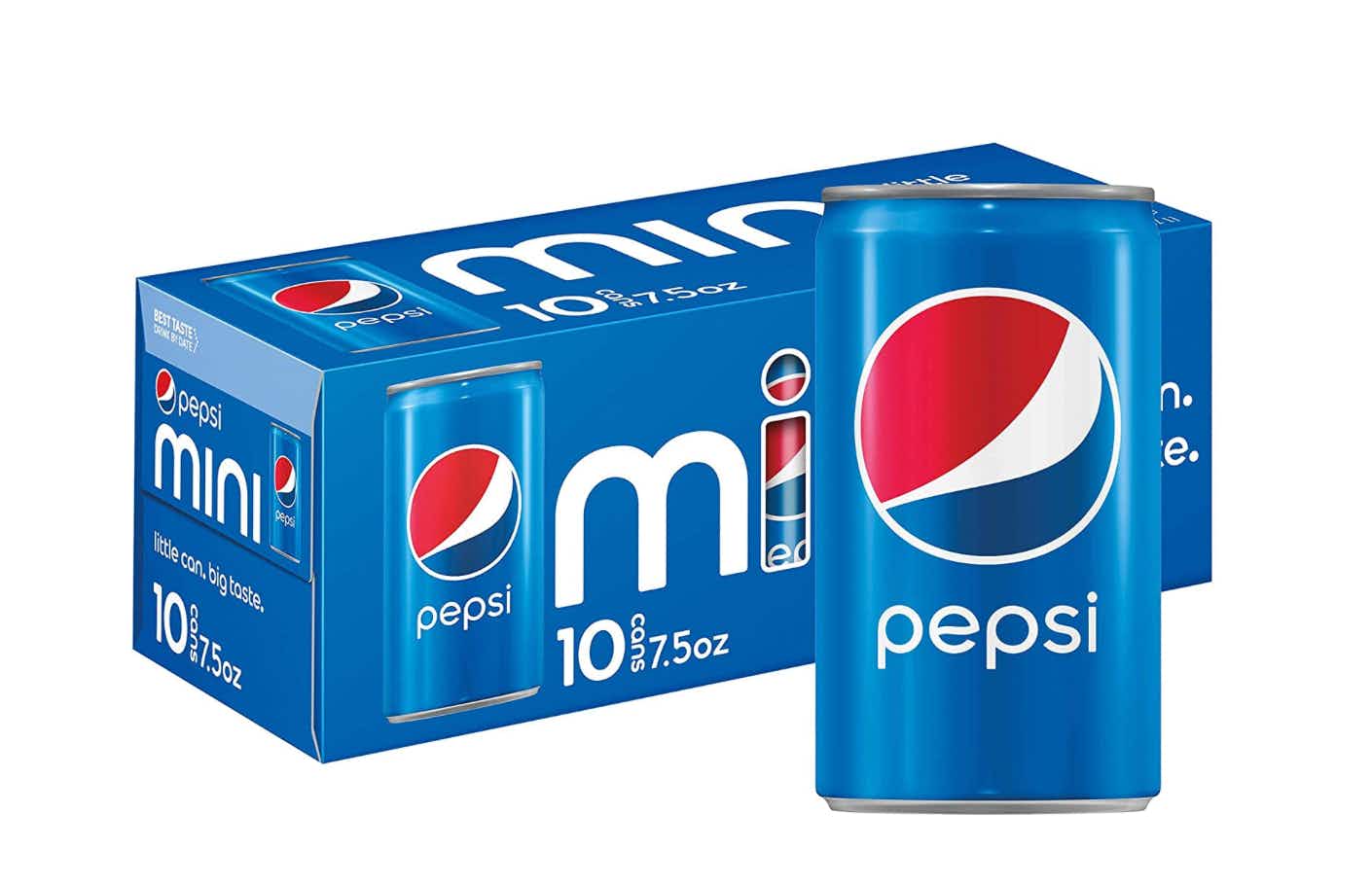 Pepsi mini can in a box and one in front