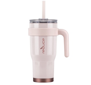 Pink mug tumbler on a white background