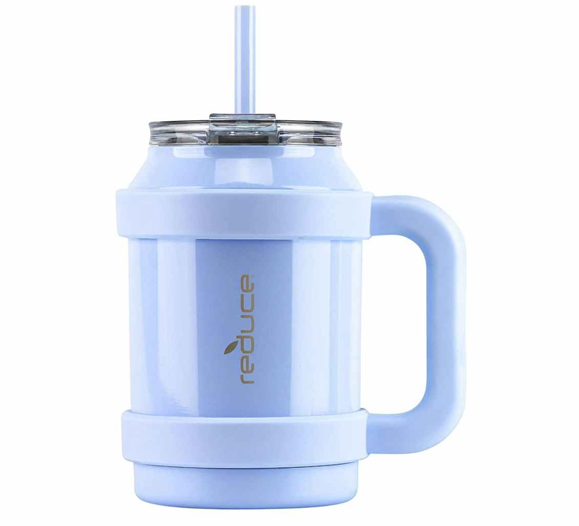 Light blue mug tumbler on a white background
