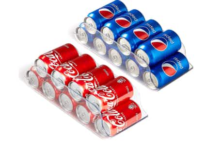 Cans of soda in clear organizers