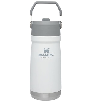 White tumbler water bottle on a white background